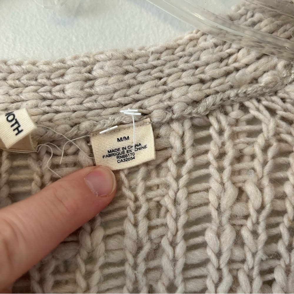 Anthropologie Cream Cable Knit Button-Front Cardigan - Picture 4 of 6